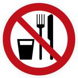 Знак P30 "Запрещается принимать пищу" 20х20см