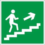 Знак Е15 "Направление к эвакуационному выходу по лестнице вверх" фотолюм. 20х20см
